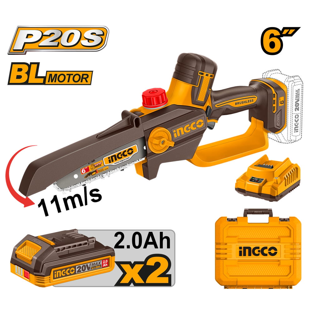 Ingco Cgsli20662E Akülü Mini Zincir Testere Seti 20V 6"