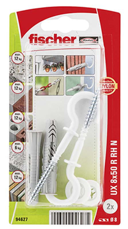 Fischer Evrensel Dübel Ux 8 X 50 R Rh Kenarlıklı ve Yuvarlak Kancalı