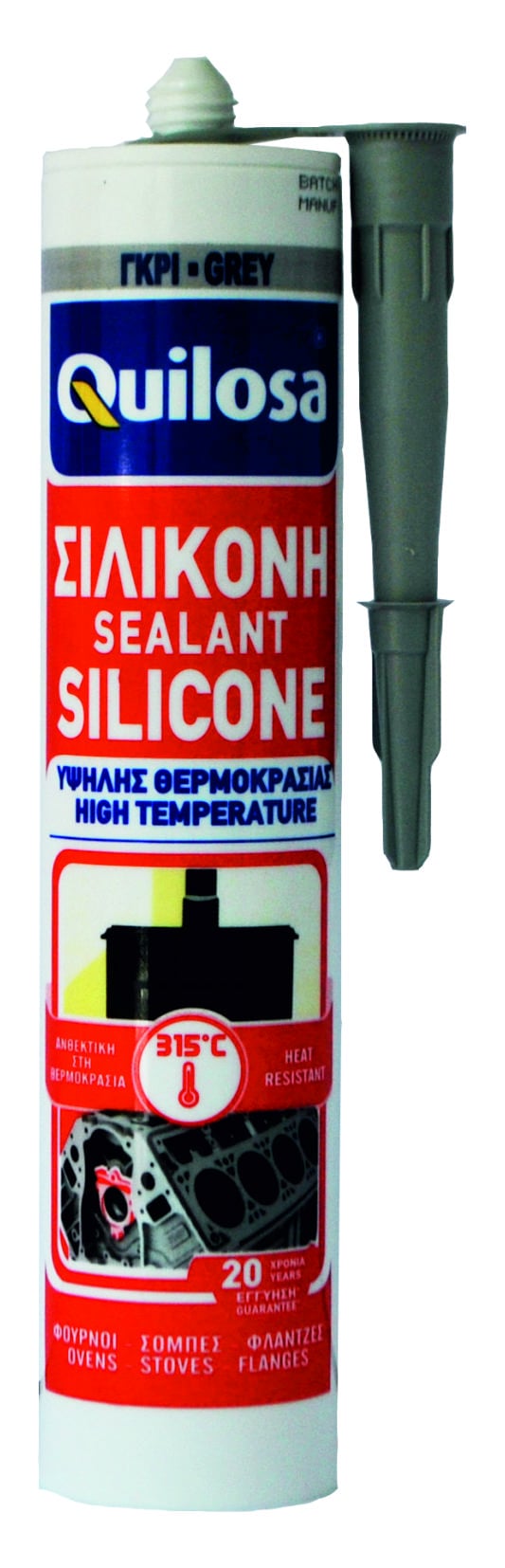 Quilosa Yüksek Sıcaklık Dayanımlı Silikon Dolgu Macunu Gri 280Ml