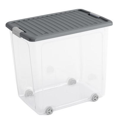 Kis W-Box Xl Büyük Boy 78L Tekerlekli Şeffaf/Gri
