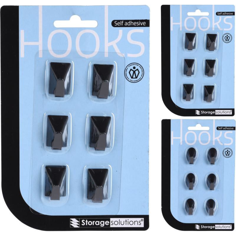 Storage Solutions Paslanmaz Çelik Askı Kancaları 6'lı Set - Karışık Şekiller
