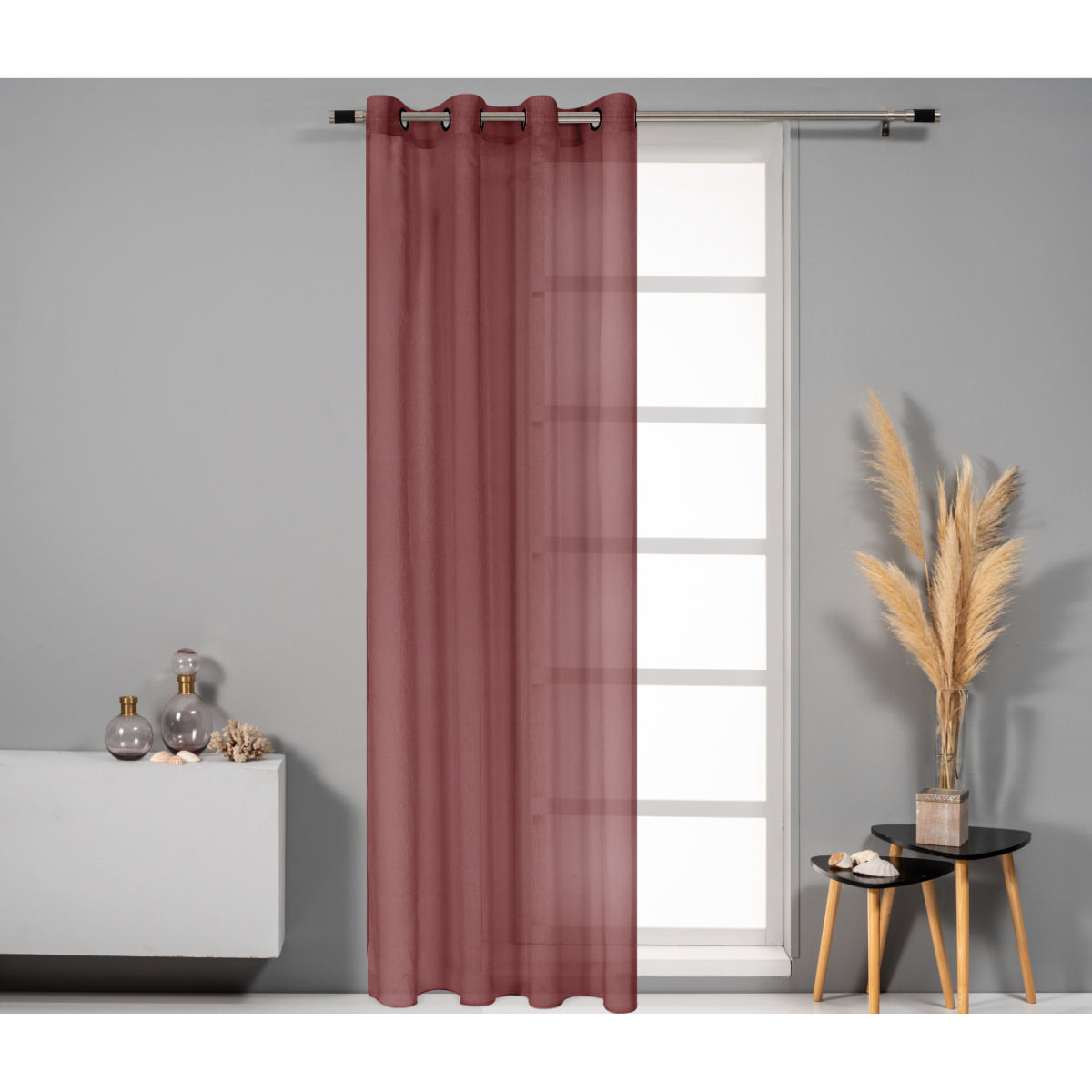 Easyhome Curtain Nat Halkalı 140X260Cm - Koyu Pembe