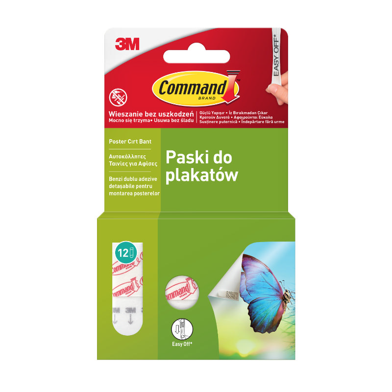 3M Command Küçük Boy Poster Bantları Beyaz 12'li Hasarsız Askı