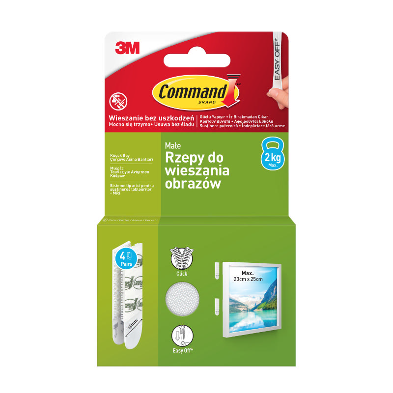 3M Command Küçük Çerçeve Bantları Beyaz 2Kg Yük Kapasiteli 4'lü Paket Hasar Bırakmaz