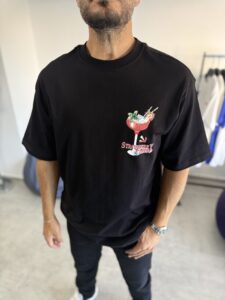 Strawberry Çilek Baski Siyah Tshirt