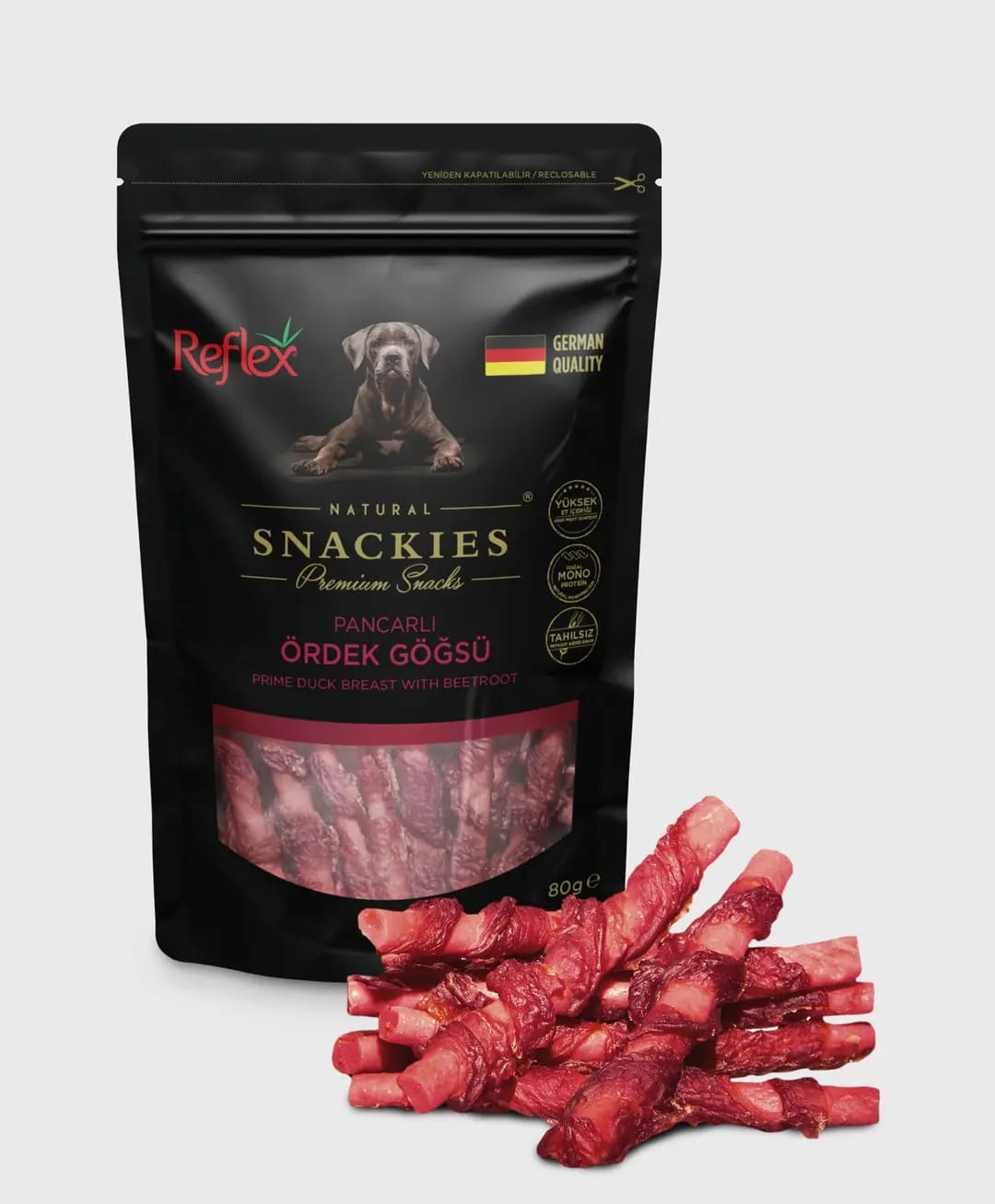Reflex Snackies Pancarli Ördek Göğsü 80G Köpek Ödül Mamaları