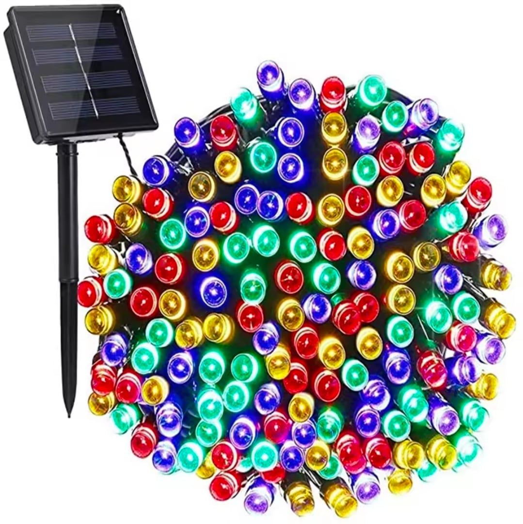 Solar Led Renkli Yılbaşı Işığı (10 Metre 100 Led)