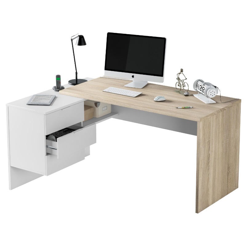 Fores Habitat Ofis Masası 145X108X73Cm - Beyaz/Meşe
