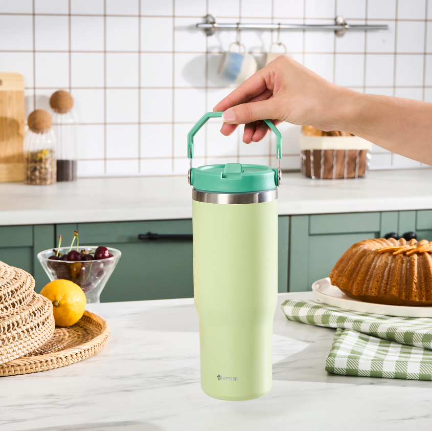 Emsan Star Ice Pipetli Çelik Termos 900 Ml, Mint