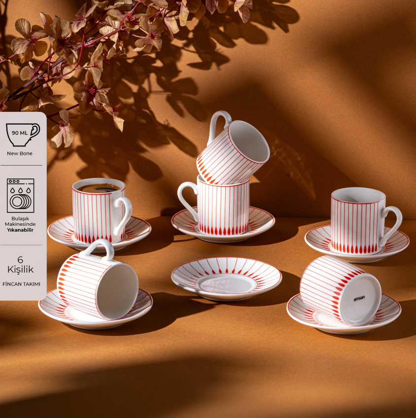 Emsan Belmond New Bone 6 Kişilik Kahve Fincan Takımı