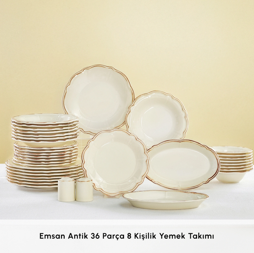 Emsan Antik 36 Parça 8 Kişilik, Eskitme