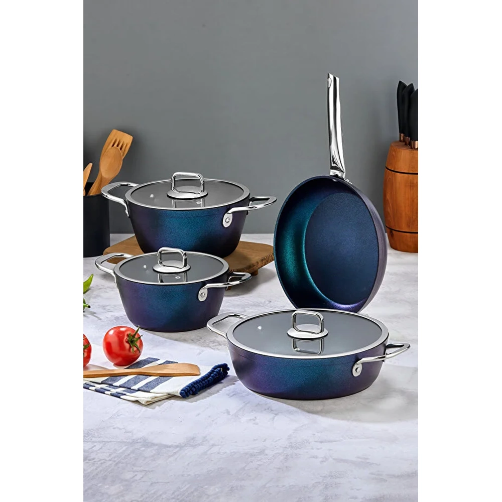 Polochef Quatro Titanium Tencere Seti Mavi Qts-101