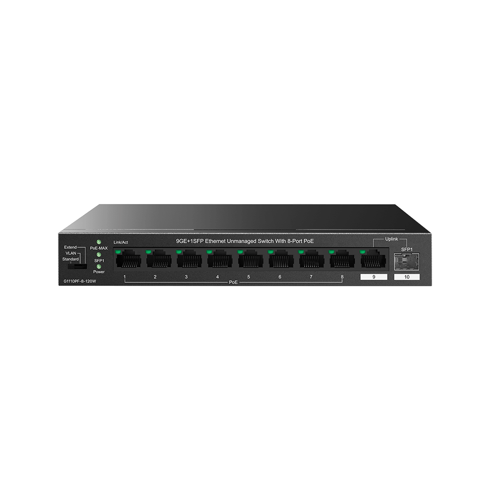 IP-Com G1110PF-8-120W 9GE+1SFP 8 Portlu Gigabit PoE Ethernet Switch