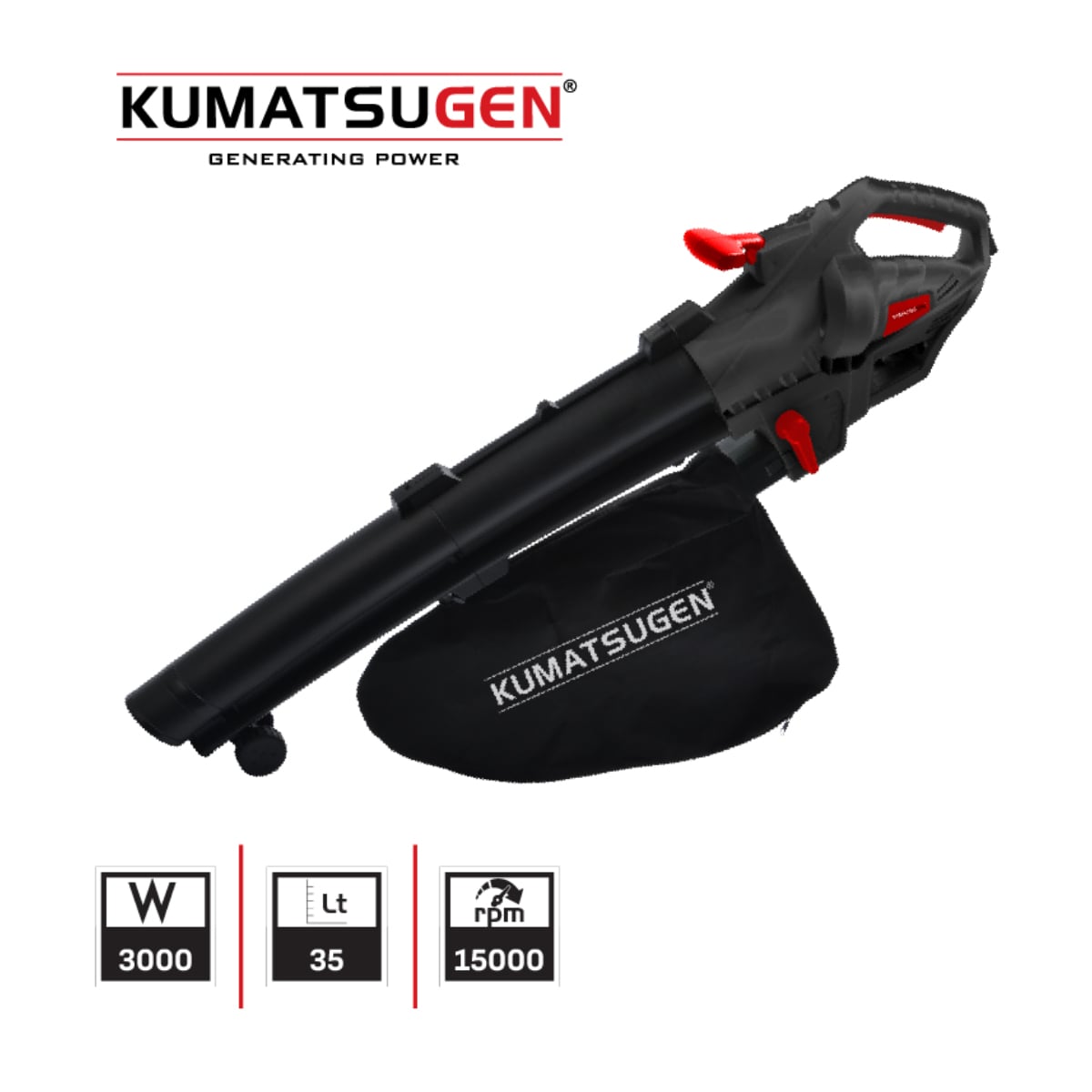 KUMATSUGEN KEB100 Kablolu Üfleme/Elektrikli Süpürge, 3000W