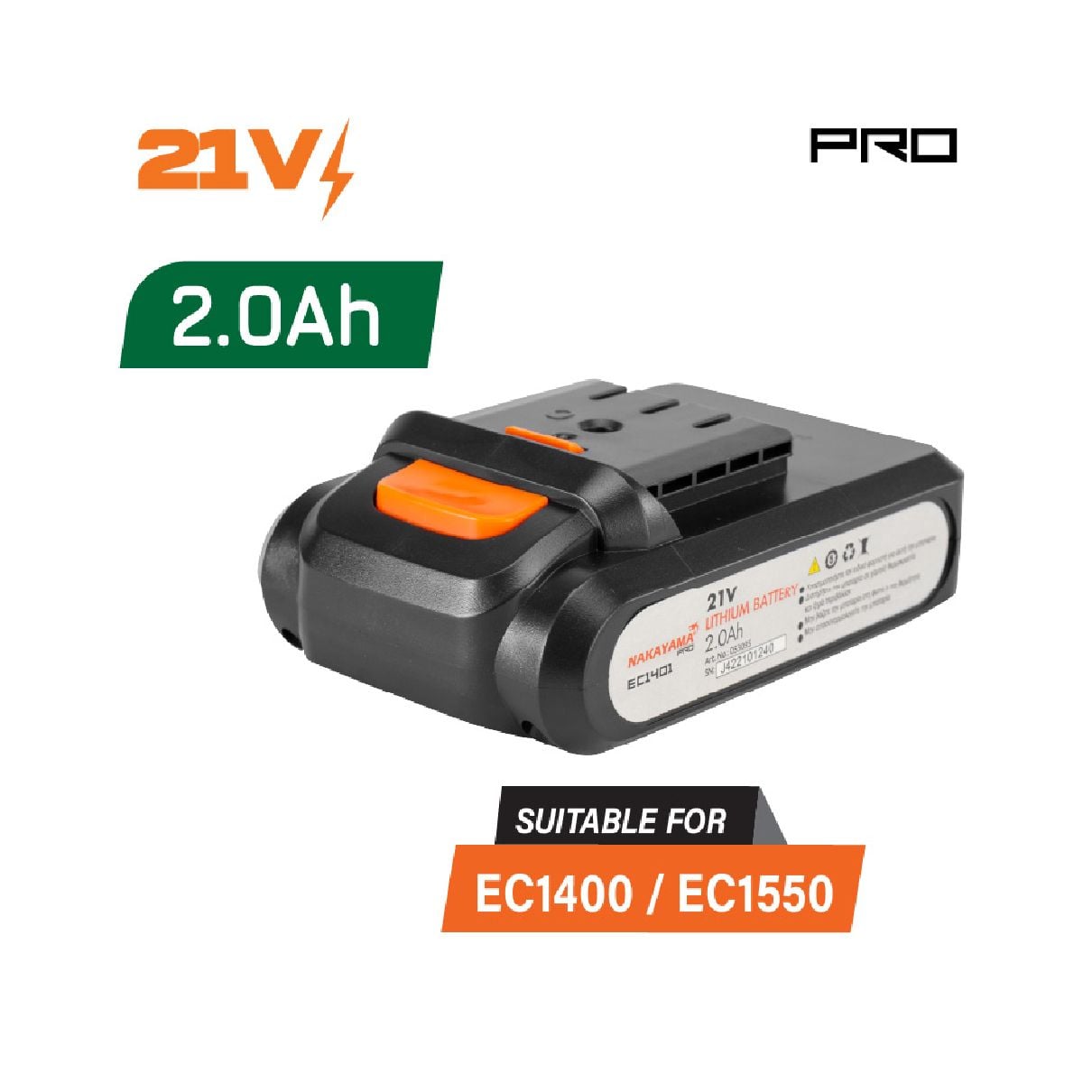 NAKAYAMA PRO EC1401 Pil Li-ion 21V 2.0Ah