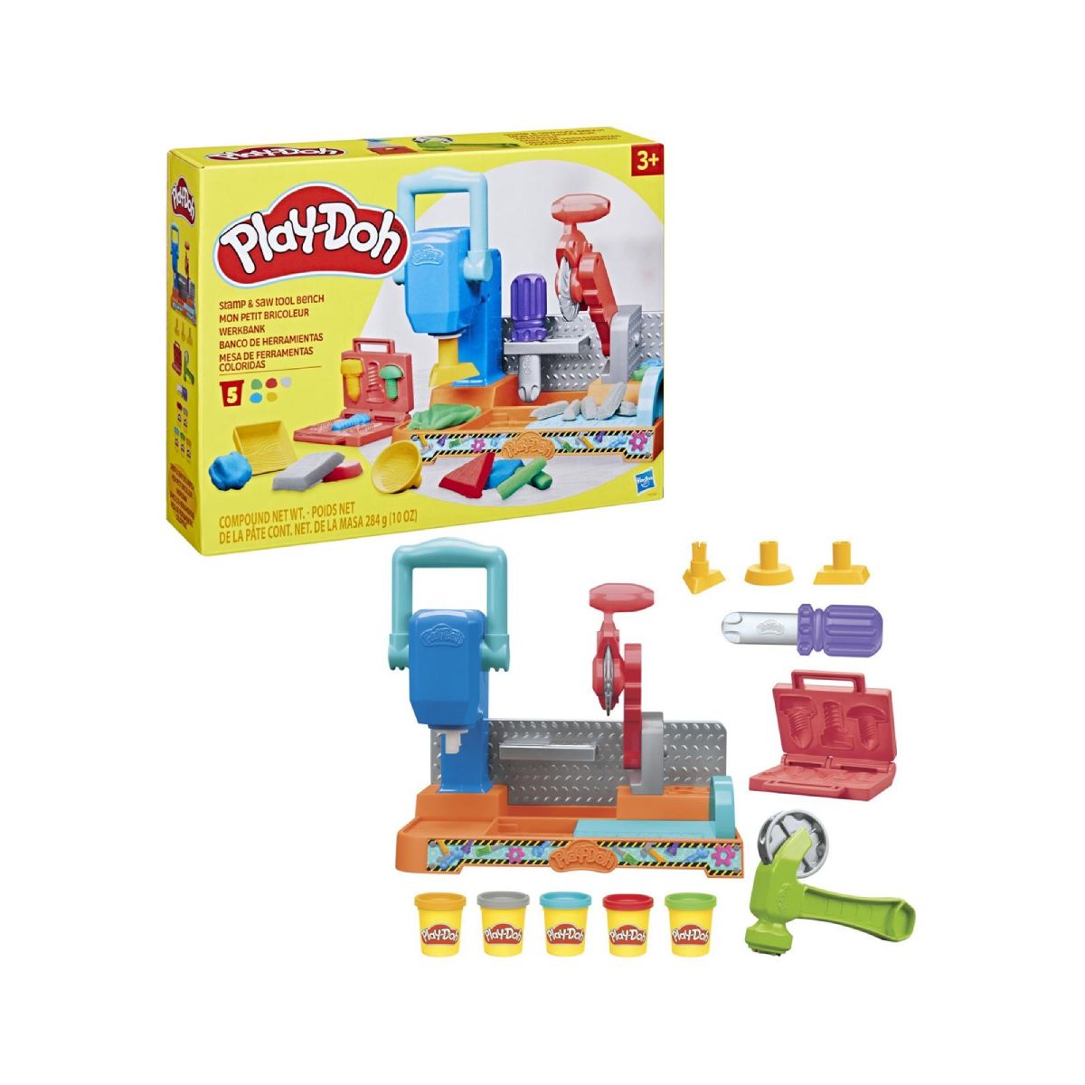 HASBRO 100310 Play-Doh Damga ve Testere Alet Tezgahı, Play-Doh Alet Tezgahı Oyun Seti ve Aletler ile