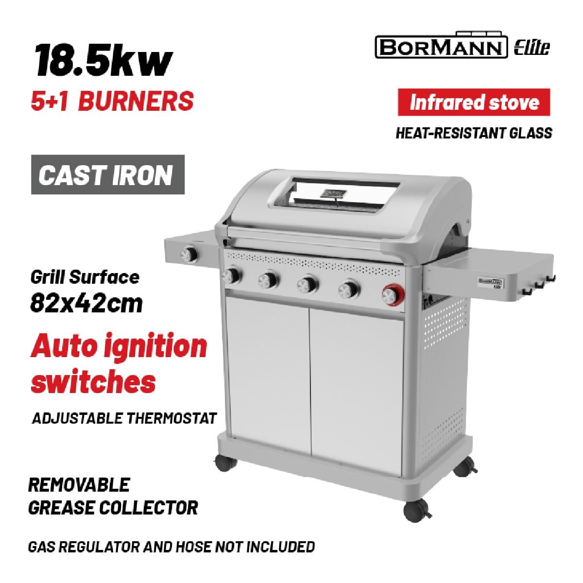 BORMANN ELITE BBQ7051 Gazlı Izgara Legend 5+1 Brülörlü Lüks Tip