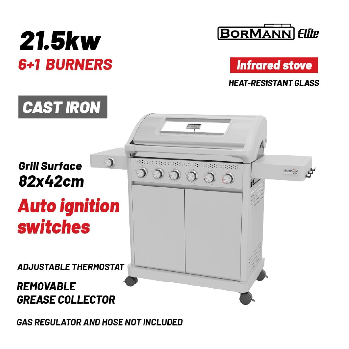 BORMANN ELITE BBQ7061 Gazlı Mangal Legend 6+1 Brülörlü Lüks Tip