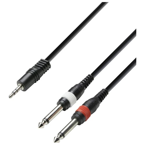 Ses Kablosu 2x Jack 6,3mm Erkek/1x Jack 3,5mm Erkek 6m ADAM HALL K3YWPP0600 siyah