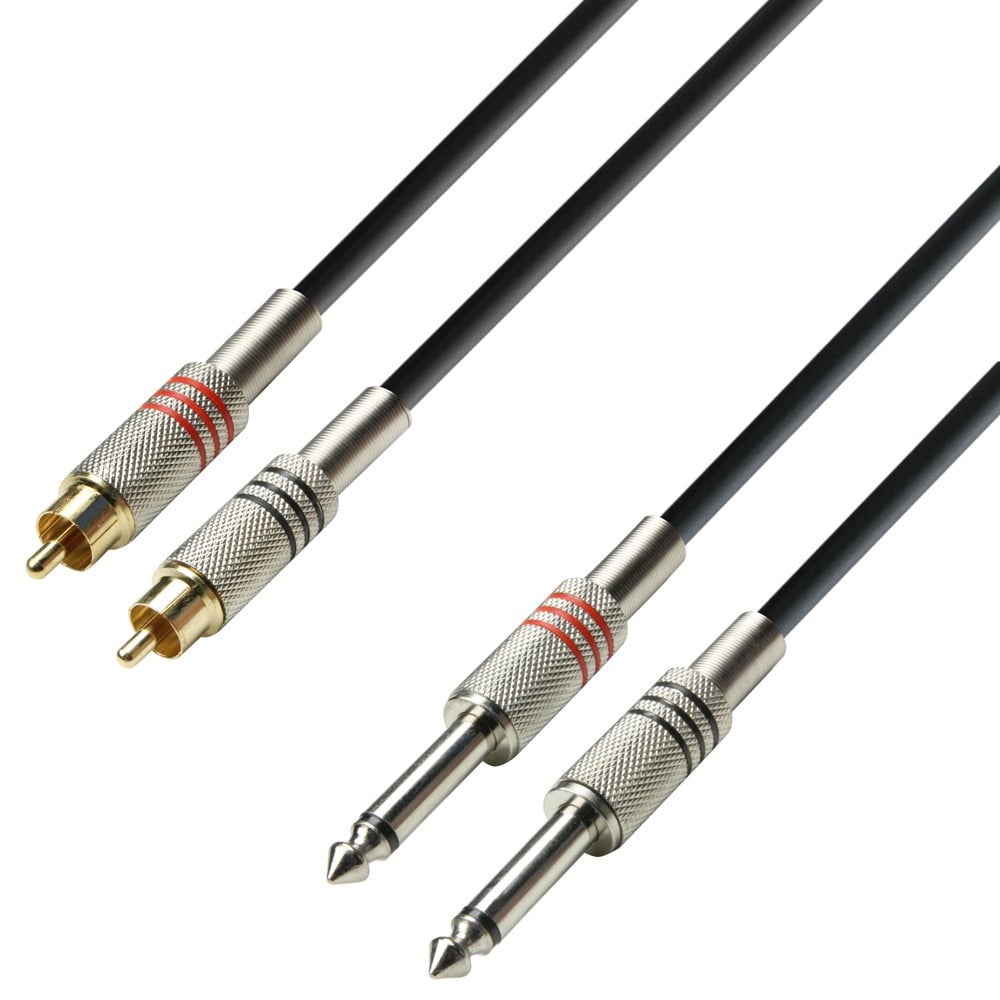 Ses Kablosu 2x Jack 6.35mm Mono Erkek/2x RCA Erkek 3m ADAM HALL TPC 0300 Siyah