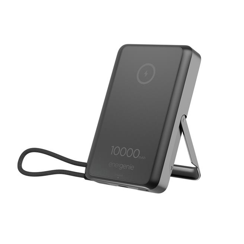 Power Bank 10000mAh 20W GEMBIRD Energenie Manyetik Kablosuz (15W) Hızlı Şarj Cihazı PB10-WPC15MS-01 siyah