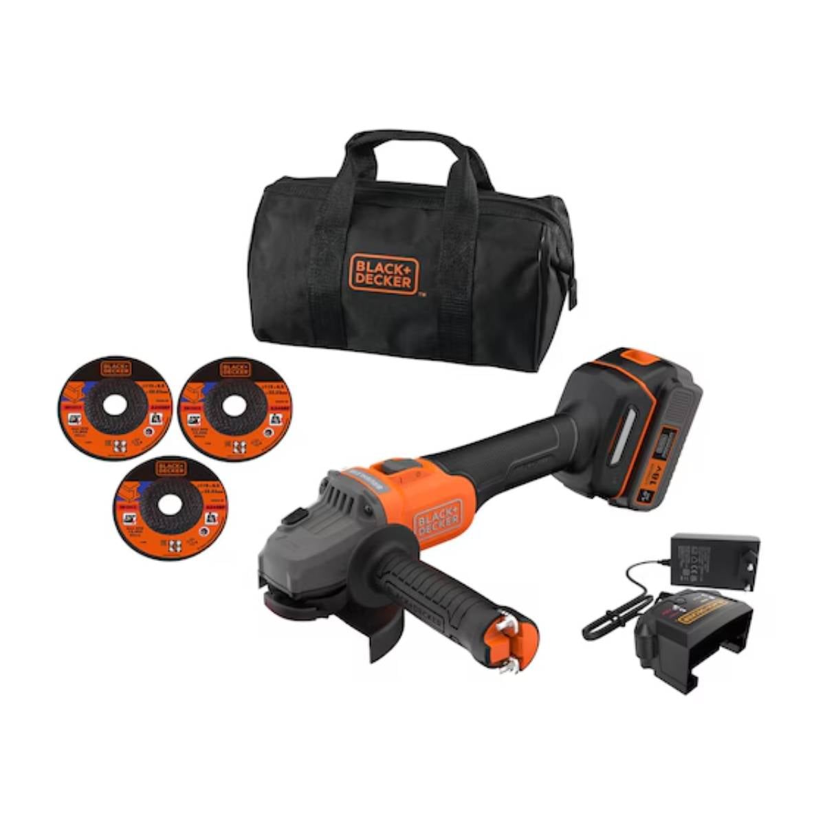 BLACK & DECKER BCG6L8F1S Kablosuz Açılı Taşlama Seti 18V, 1X4.0 Ah