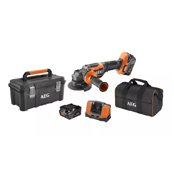 AEG BEWS18-115BLPX2-502TB Kablosuz Açılı Taşlama Makinesi 18V, 2X5.0 Ah