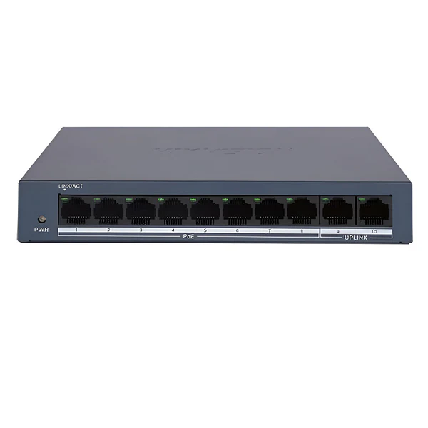 Hikvision DS-3E0110MP-E/M 8 Port Fast Ethernet Unmanaged PoE Switch, 2 Uplink Port, 60W PoE Gücü