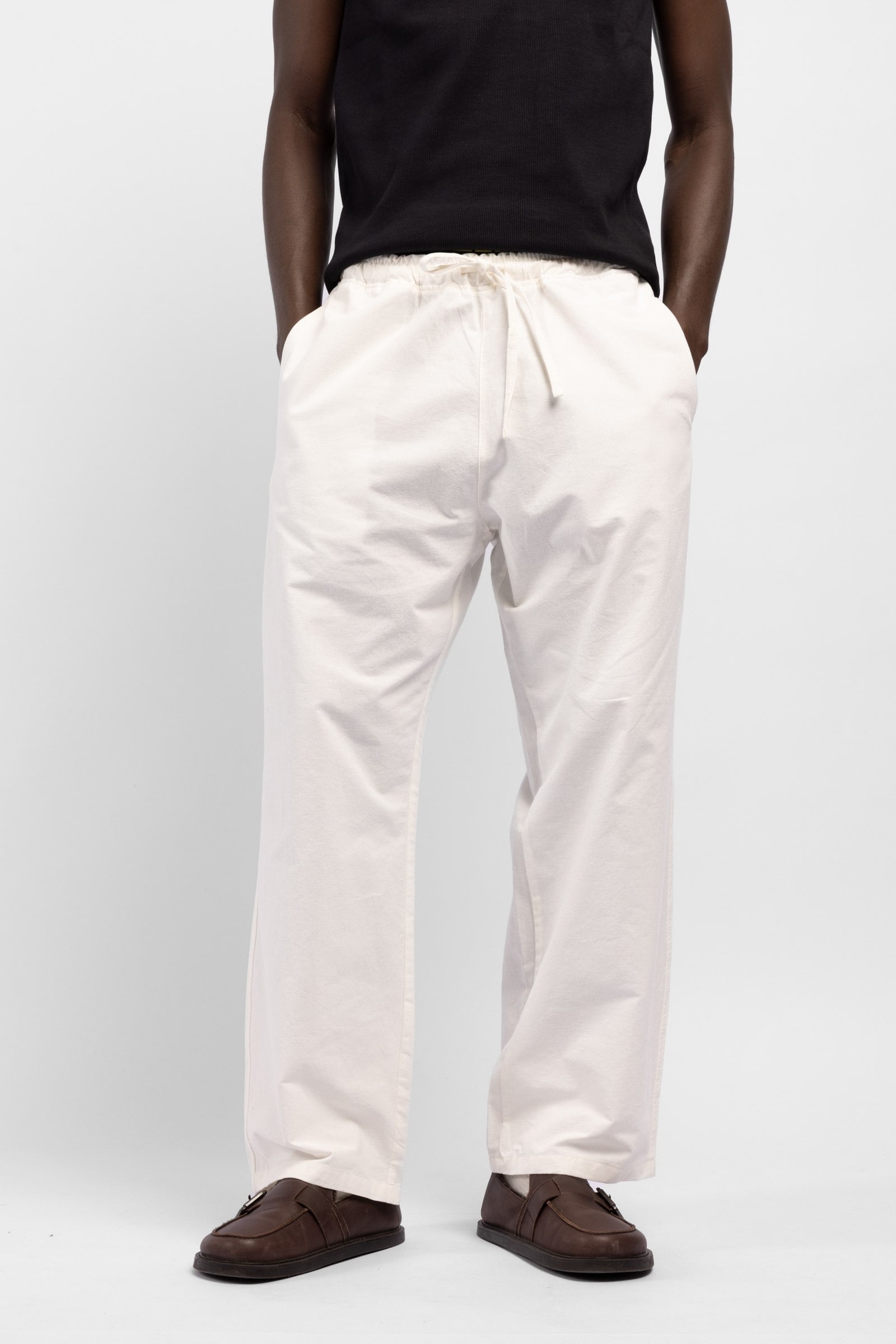 Baggy Fit Ekru Keten Pantolon