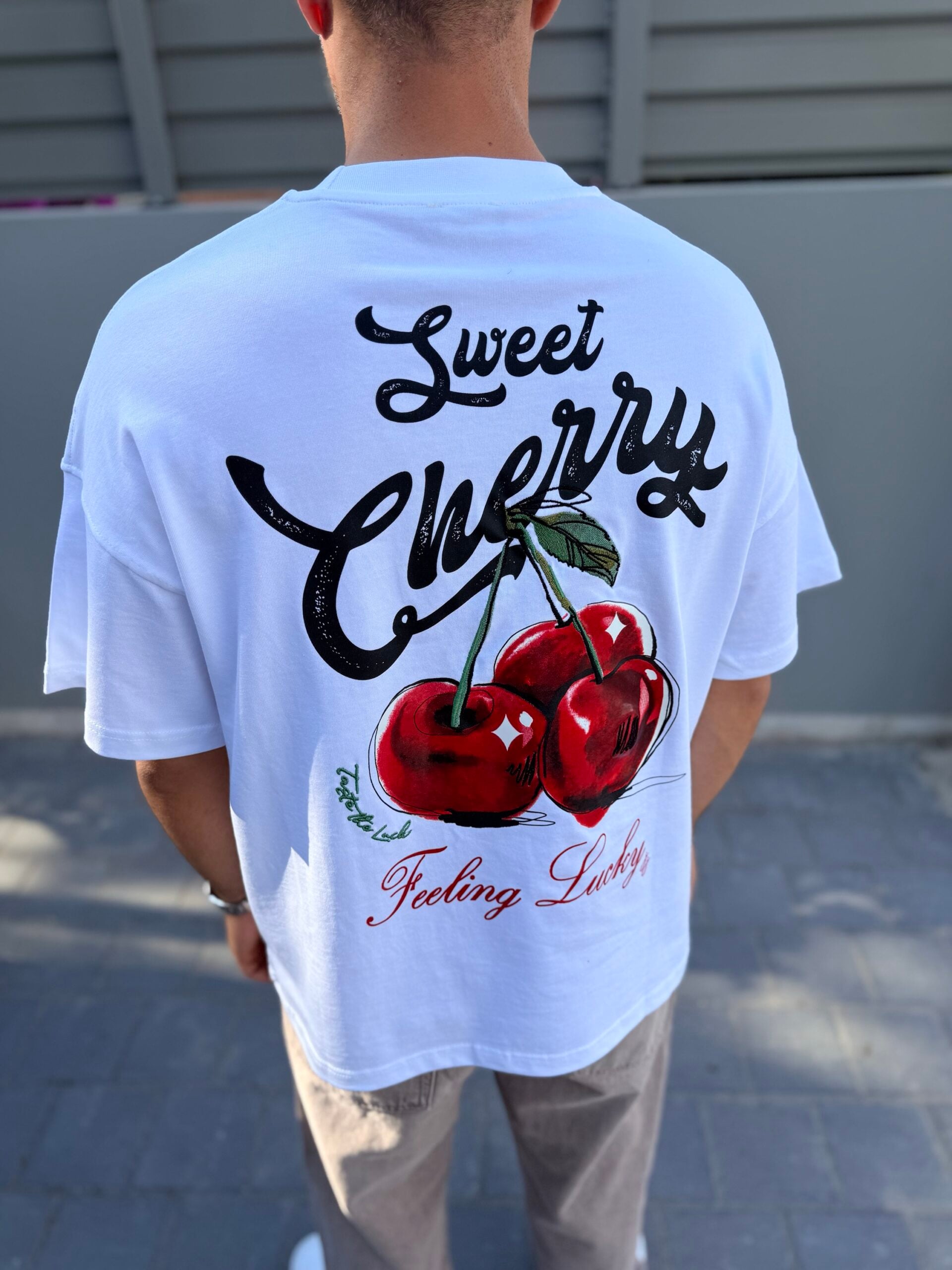 Cherry Premium Baski Beyaz Tshirt