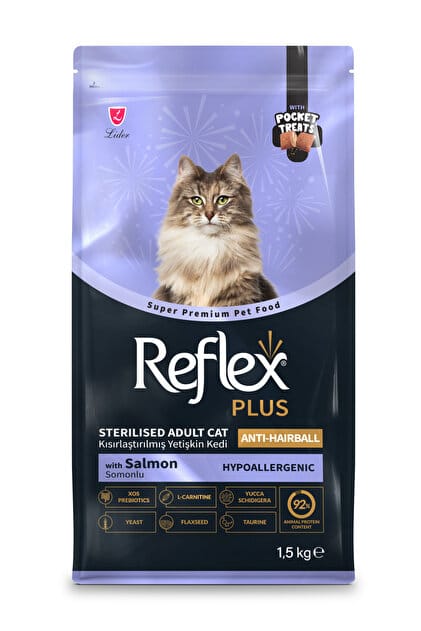 Reflex Plus Cat Sterlised Salmon Anti Hairball 1.5Kg Kedi Kuru Maması