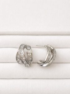 Xuping Silver Çok Sıralı Zirkon Taşlı Halka Küpe – Lüks Kadın Küpesi