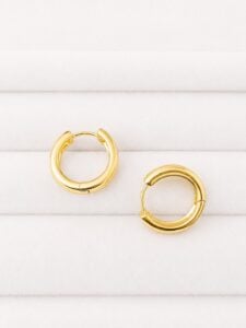 Xuping Gold Kalın Halka Kadın Küpe – Minimal Klasik Şık Tasarım