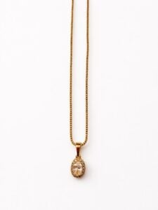 Xuping Gold Oval Zirkon Taşlı Kolye – Zarif Minimal Kadın Kolyesi