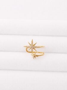 Xuping Gold Kutup Yıldızı Zirkon Taşlı Kıkırdak Küpesi – Ayarlanabilir Ear Cuff