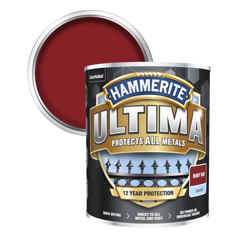 Hammerite Ultima Pürüzsüz Kırmızı 0.750L