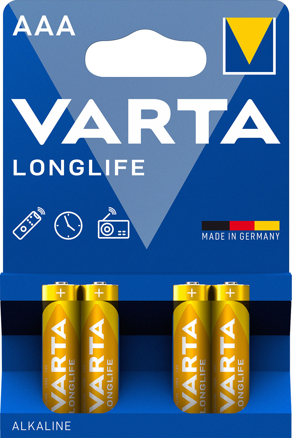 Varta Longlife Alkalin Piller AAA, Mikro, LR03, 1,5V, 4'lü Paket