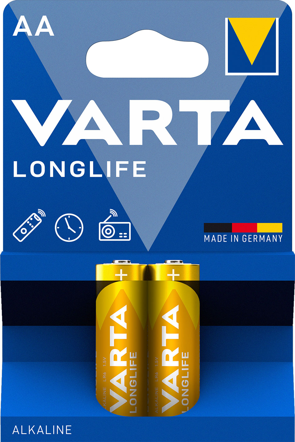 Varta Longlife Alkalin Piller AA, Mignon LR6, 1,5V, 2'li Paket