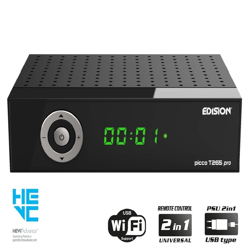 Edision Dijital Kara Taşıyıcı ve Kablo Alıcısı Full HD DVB-T2/C H.265 HEVC 10Bit