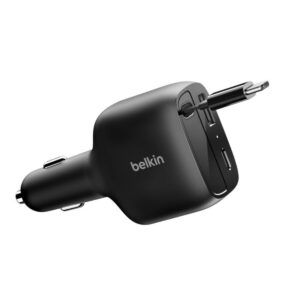 BELKIN BLK-CCC001HQBK BoostCharge Geri Çekilebilir Araç Şarj Cihazı 75 Watt USB-C Kablo ile, 75cm