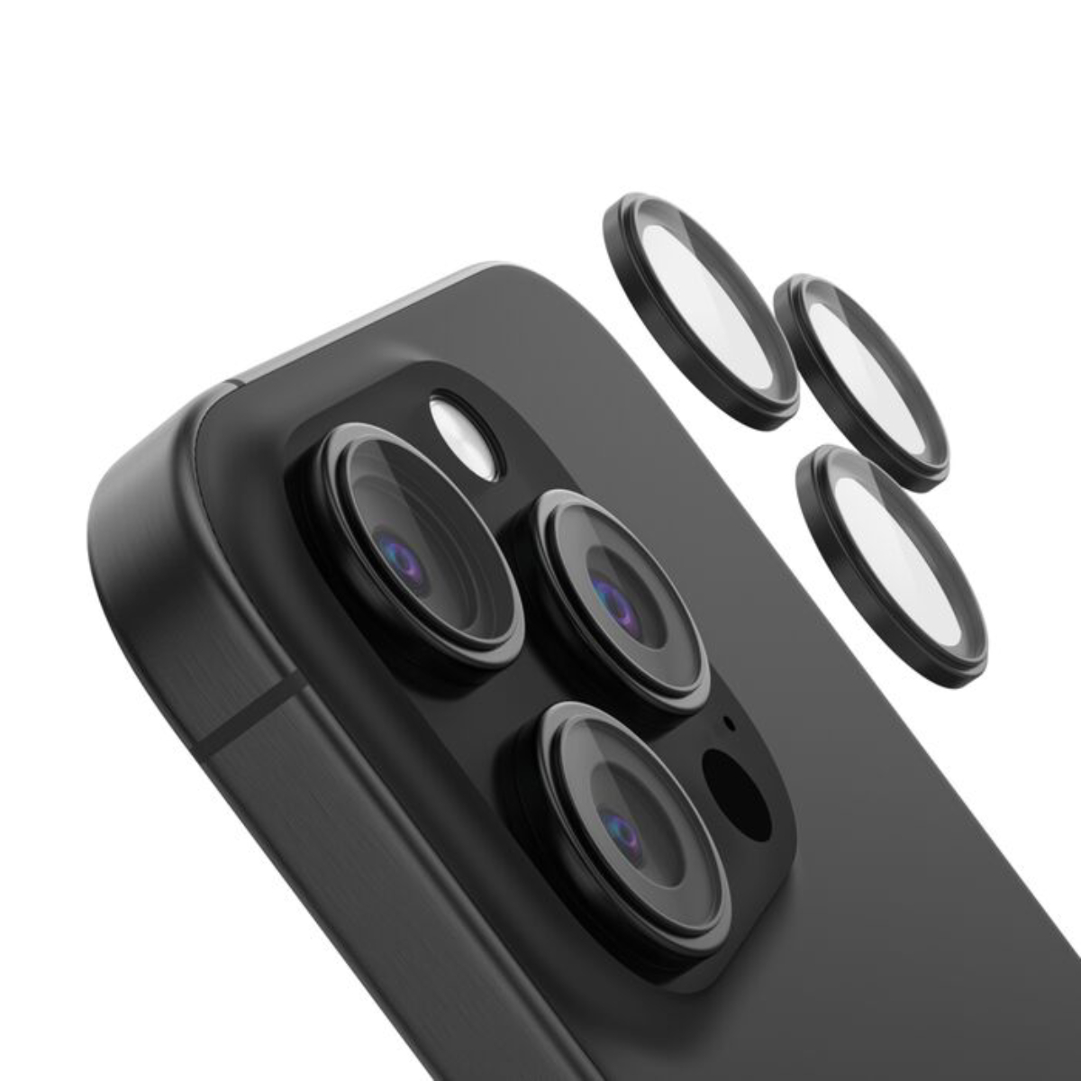 BELKIN ScreenForce Temperli Cam Kamera Lens Koruyucu 2'li iPhone 15 Pro / iPhone 15 Pro Max, Siyah