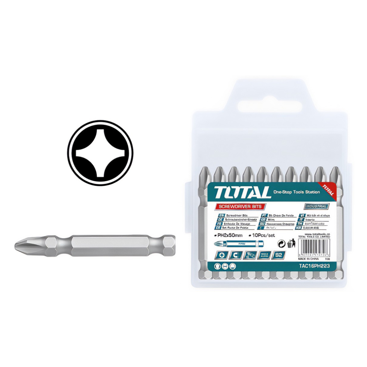 TOTAL TAC16PH223 Tornavida Ucu PH2 x 50mm Set, 10 Parça