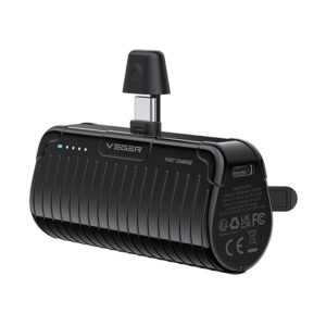 VEGER PlugOn Type-C V0558 Siyah 5000mAh 20W Hızlı Şarj Power Bank