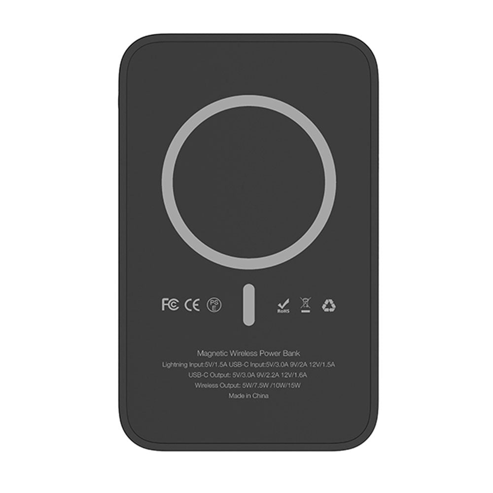 Power Bank 5000mAh 20W VEGER MagSafe (15W) Hızlı Şarj Cihazı V0553P MagOn Kick Siyah