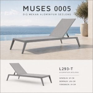 Muses Alüminyum Şezlong 192x65x35 cm, Antrasit Textilene Kumaş Alüminyum