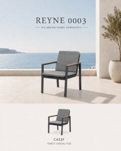 Reyne Yemek Sandalyesi 60x66x86 cm, Teak Kollu Antrasit Alüminyum