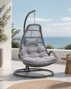 Salıncak Sandalye 1 Kişi Demir Gövde/minder/pe Rattan Örgü 105x105x195cm