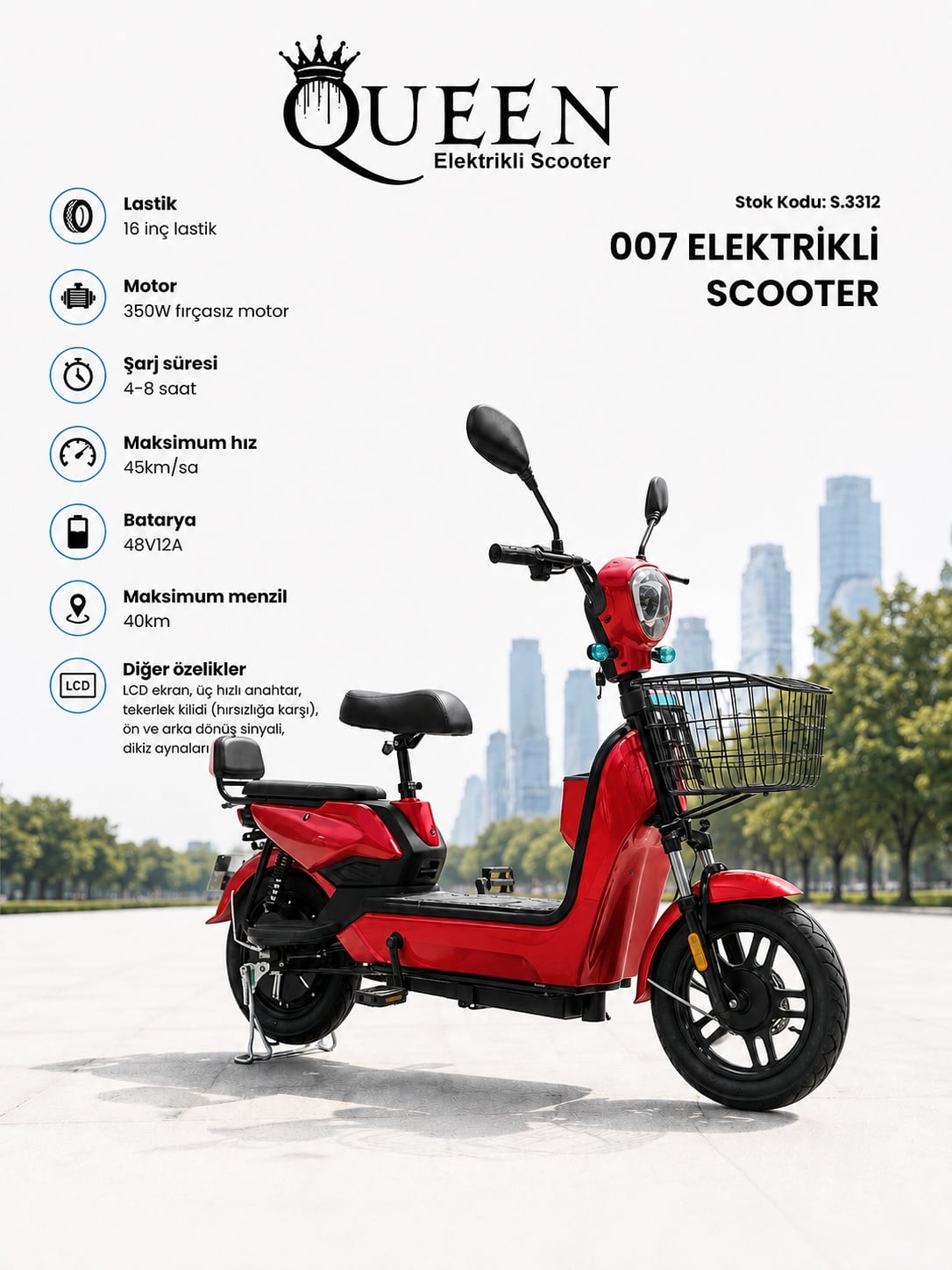 Queen 007 Elektrikli Motor Kırmızı