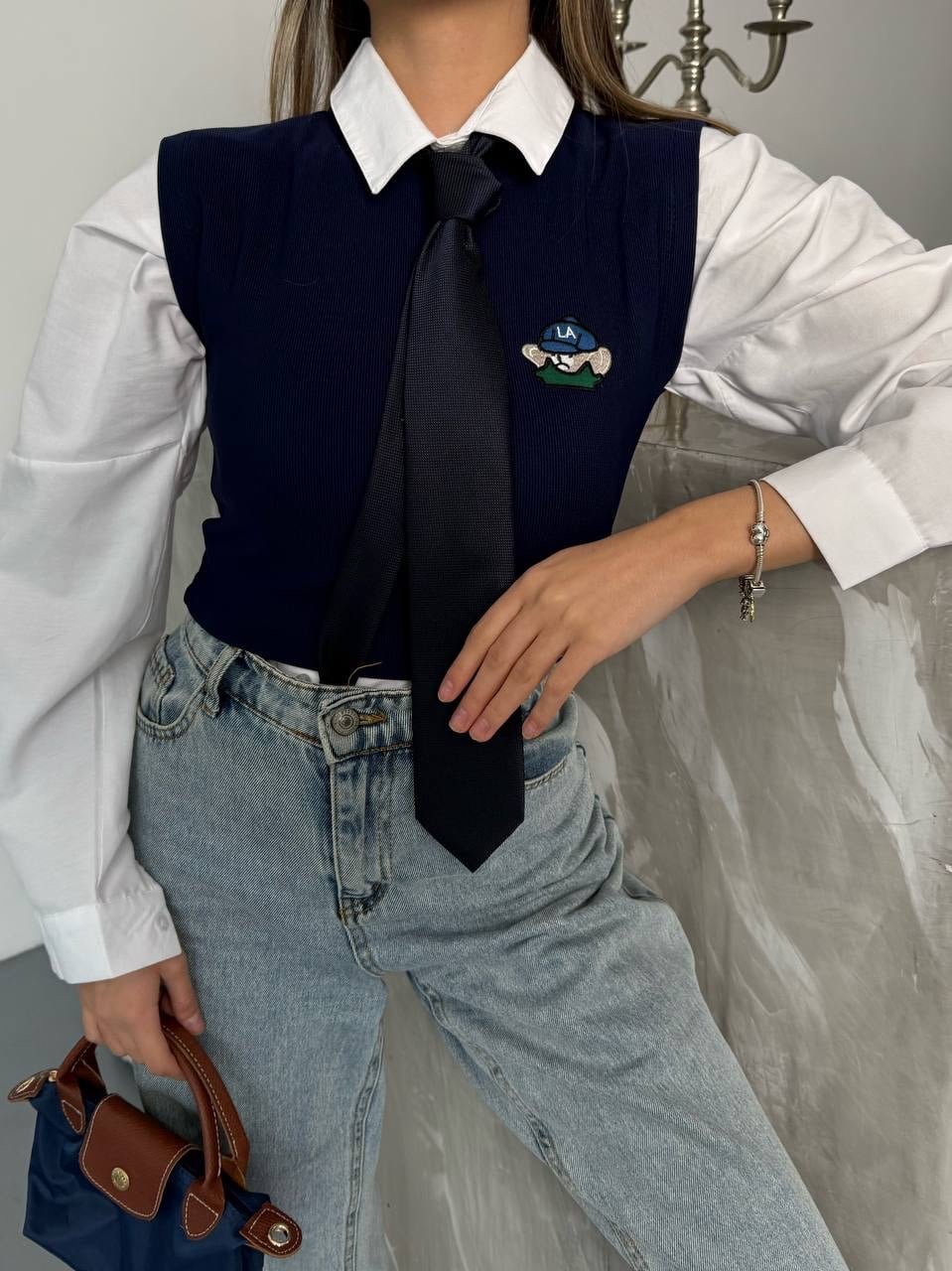 Ayicik Nakişli Lacivert Crop