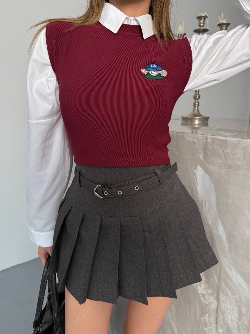 Ayicik Nakişli Bordo Crop